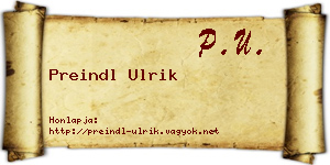 Preindl Ulrik névjegykártya